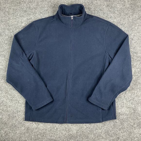 Starter Fleece Jacket Mens Size L Navy Full Zip Mock Neck Warm Casual Outerwear - Picture 1 of 8